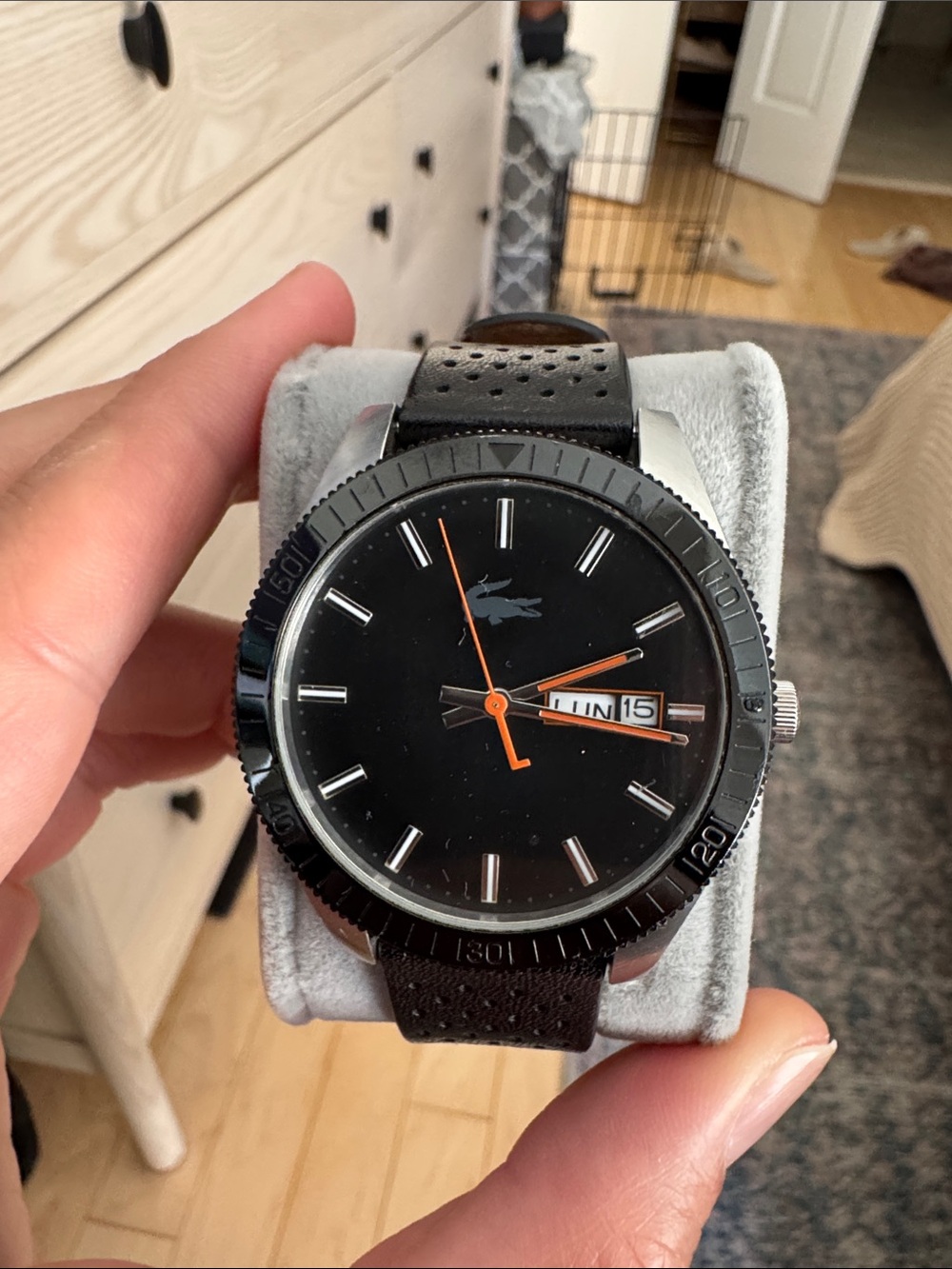 Lacoste Black Watch with Orange Accents